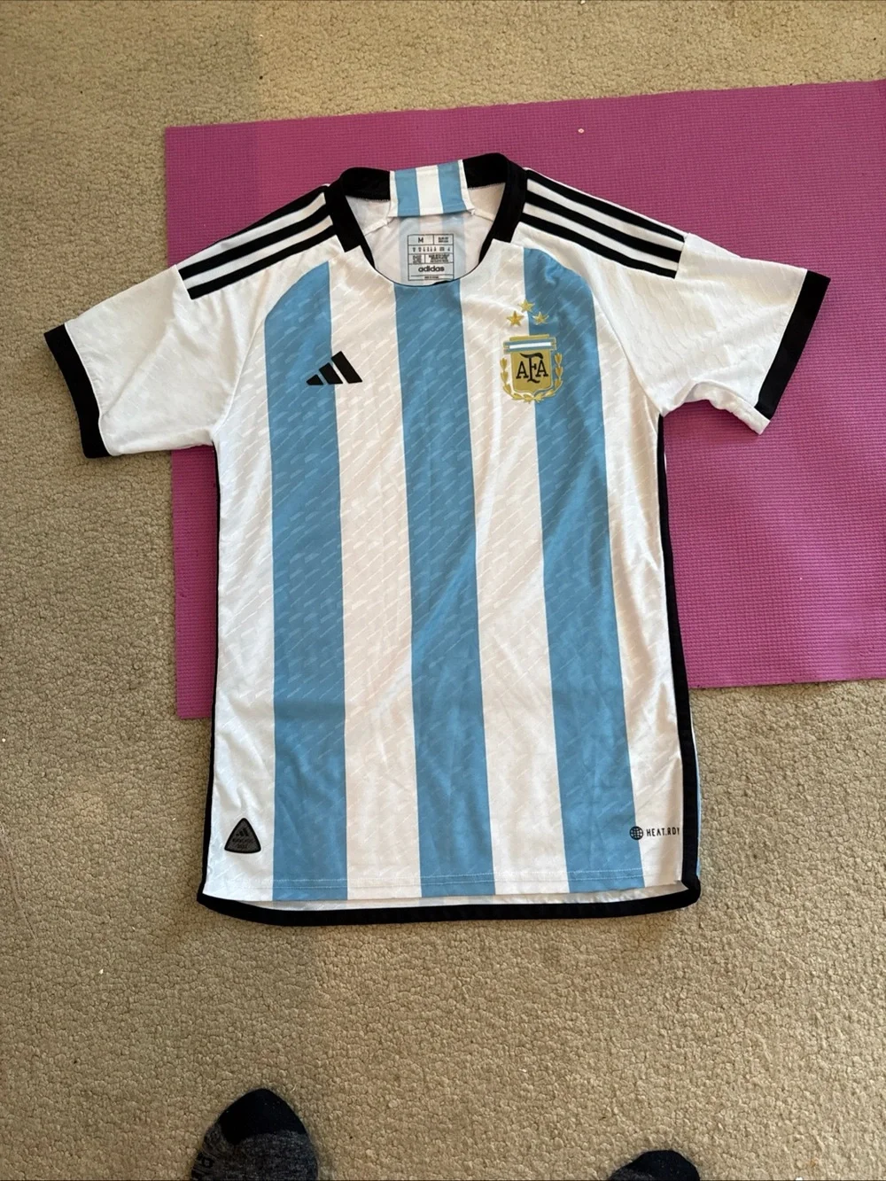 Adidas Argentina Jersey World Cup 2022 Home Soccer Shirt Slim Blue/White Men Med